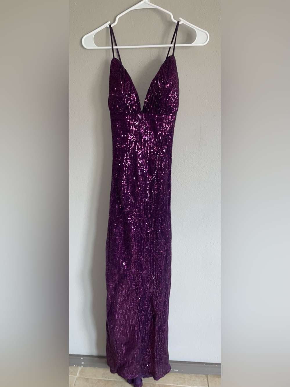Madison James Purple Sequin Maxi dress  - Elegant Evening Wear sz 0